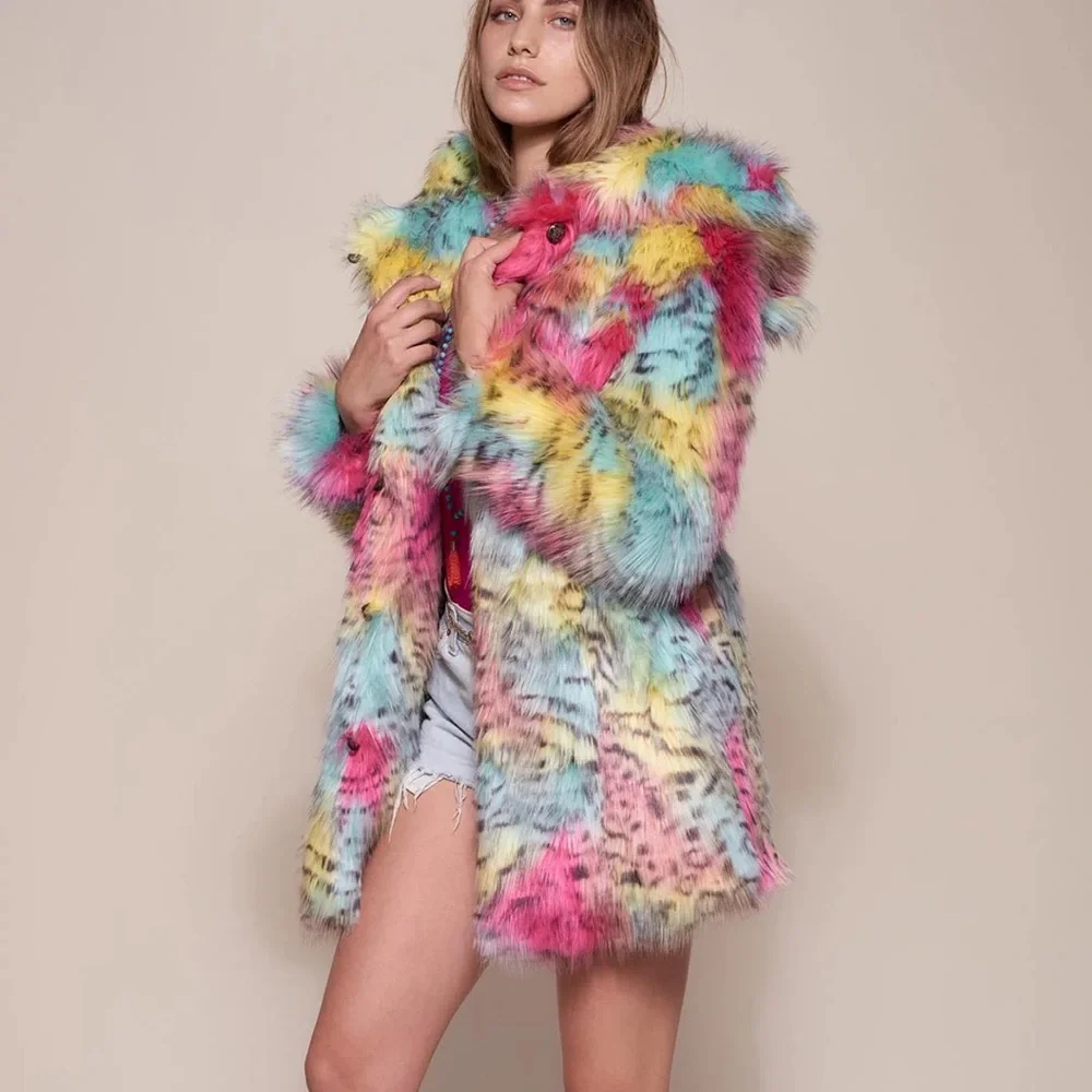 SpiritHoods Multicolor Faux Fur Teddy Jacket Oaxaca Jaguar Classic - Picture 3 of 10